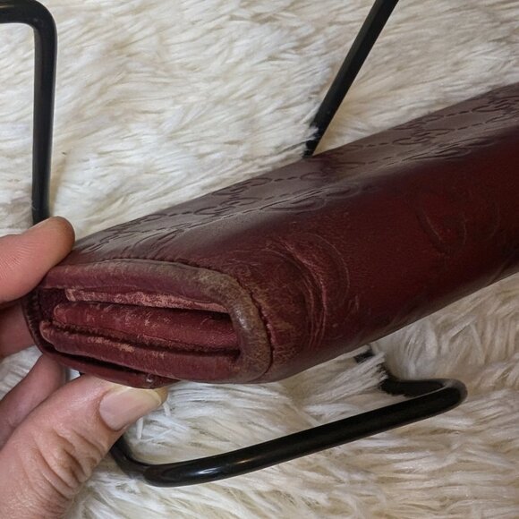 Gucci, Guccissima Leather Long Wallet with Interlocking Heart Logo, Dark Red - Picture 8 of 14
